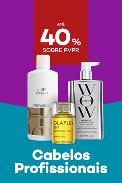 Produtos de cabelo profssional com destaque promocional de at&eacute; 40% sobre pre&ccedil;o de Venda ao P&uacute;blico Recomendado